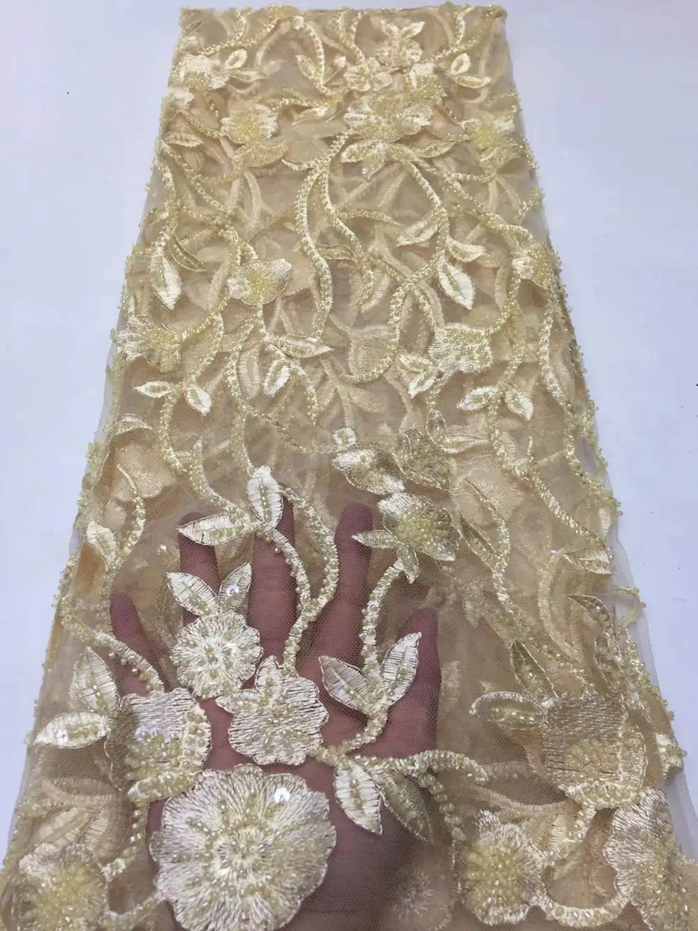 Африканская кружевная ткань высокого качества кружевная aso ebi сетчатая ткань вышитая полностью бисером нигерийский Швейцарский кружевной ткани 5 ярдов RG405 - Цвет: 6