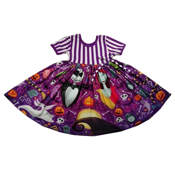 

halloween twirly dress girls boutique bowknot dress lovely flare sleeve with simple design frock