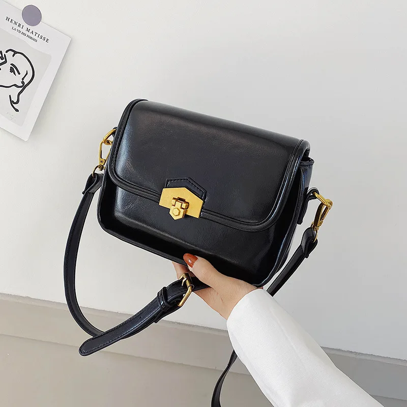 

2020 Spring New Style WOMEN'S Bag Retro Lock Square Sling Bag Casual Versitile One-Shoulder Messenger Bag