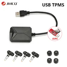 Jmcq usb android tpms sistema de monitoramento pressão dos pneus exibição para android rádio do carro dvd player multimídia com 4 sensores
