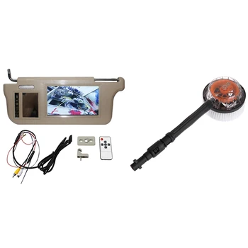 

Rotating Round High Pressure Water-Gun Cleaning Car Wash Brush with 7 Inch Car Sun Visor Mirror Sn LCD Monitor