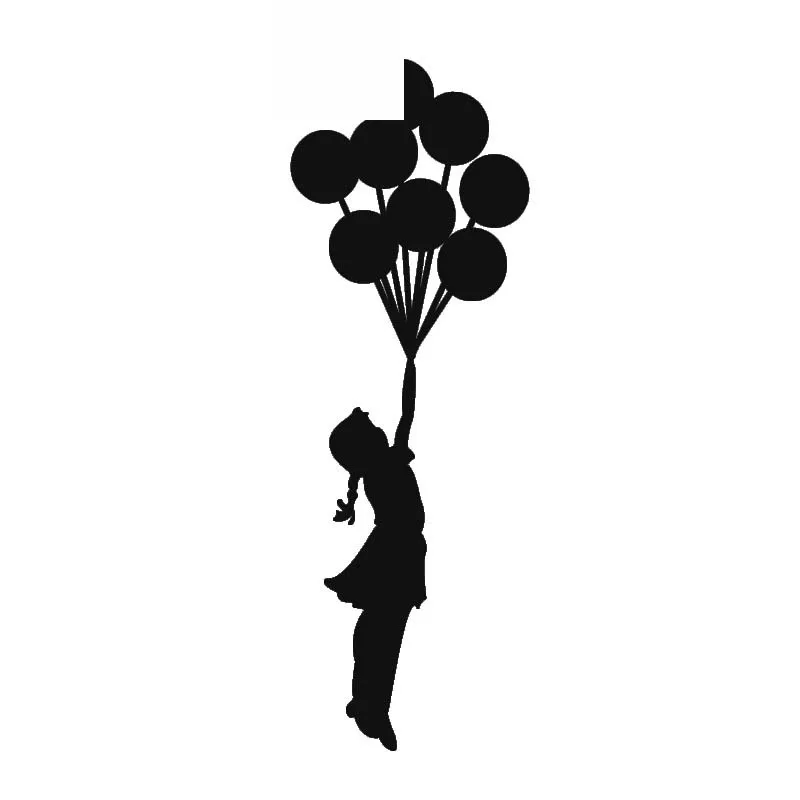 Car Stickers Funny Little Girl Holding Balloons PVC Decoration Waterproof Cover Scratches Black/white 17cm*6cm | Автомобили и