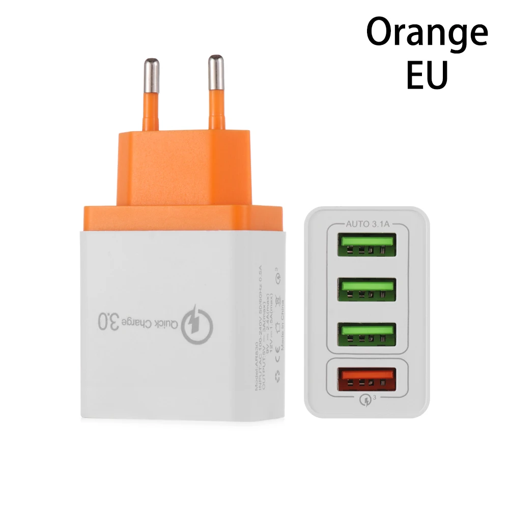 Полезное многофункциональное настенное зарядное устройство с 4 портами usb-хаб QC3.0 Быстрая Зарядка адаптер питания зарядное устройство для телефона с вилкой Стандарта США и ЕС