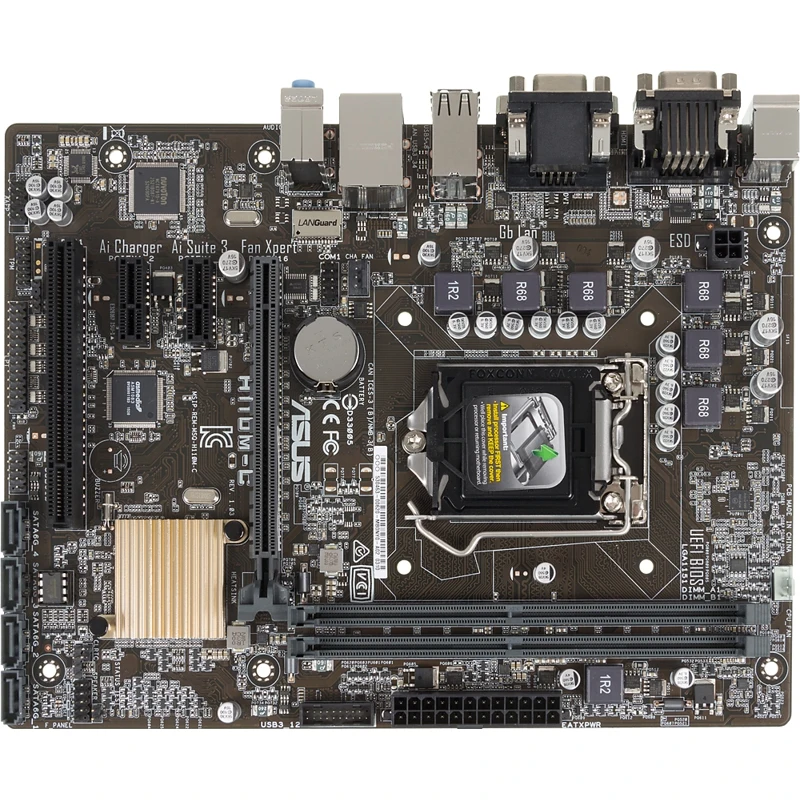 Материнская плата Asus H110M-C Soc-1151 Intel H110 2xDDR4 mATX AC`97 8ch(7.1) GbLAN+VGA+DVI