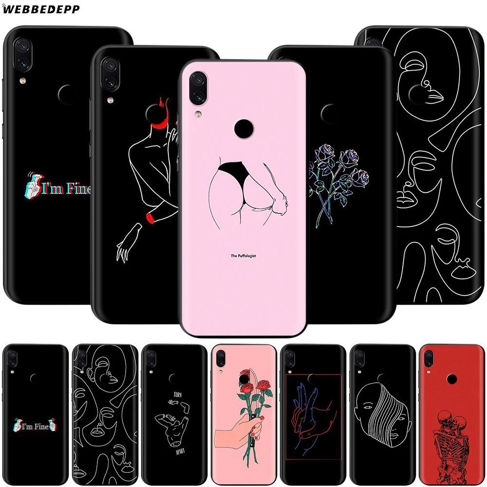 

Webbedepp Abstract Line Face Case for Xiaomi Redmi Note 8 MI 3 6 8 9 A1 A2 A3 5X 6X 9T CC9 Lite SE Pro Max Pocophone F1