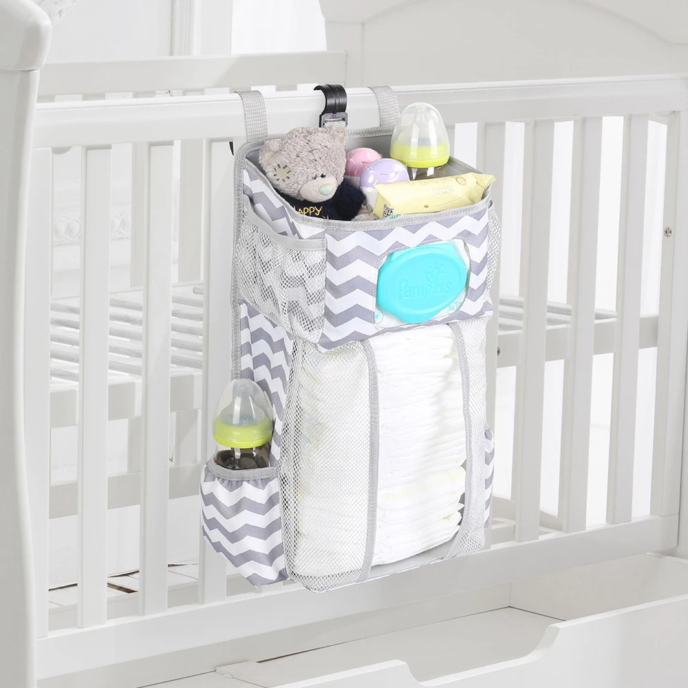 Baby Crib Hanging Storage Bag Diaper Nappy Organizer Cot Bed Organizer