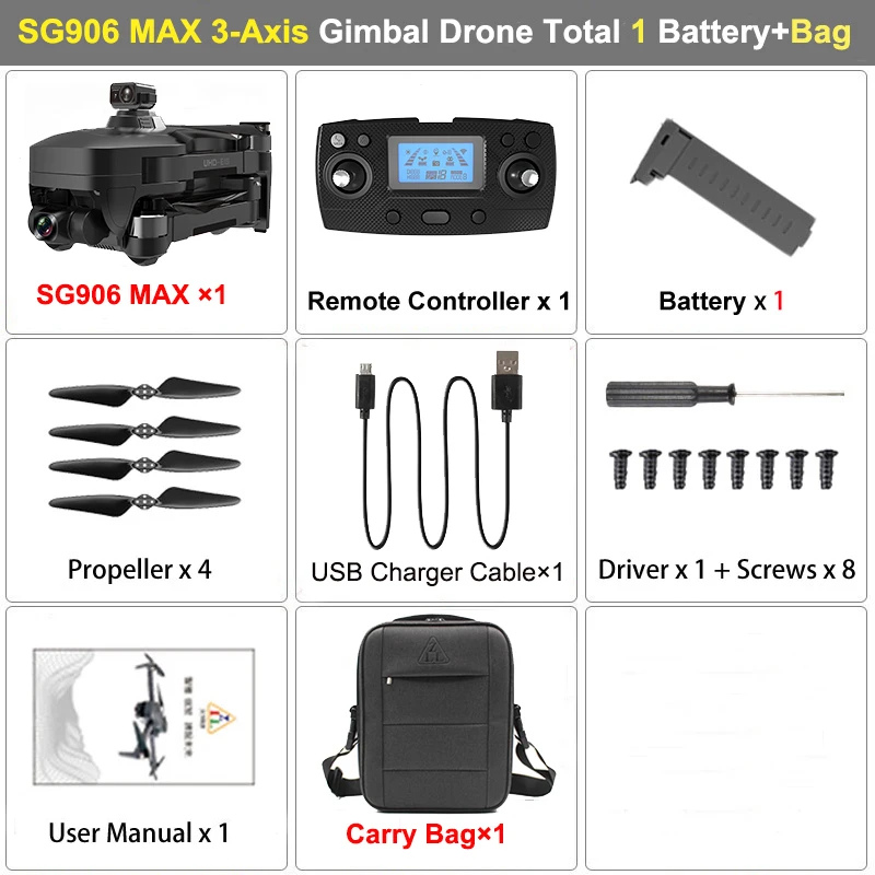 ホビーラジコン SG906 MAX SG906 Max - 4K EIS 5g WiFi, 3 Axis Gimbal + Obstacle