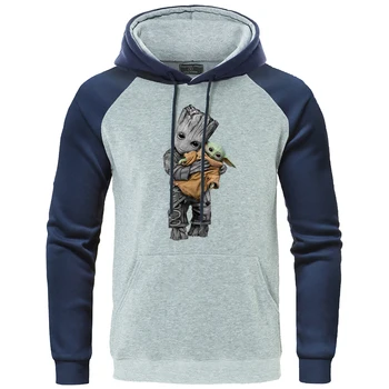 

Cute Baby And Groot Print Mens Hoodie Sweatshirt Movies Spring Autumn New Hoodies warm Outwear Harajuku Male Pullover