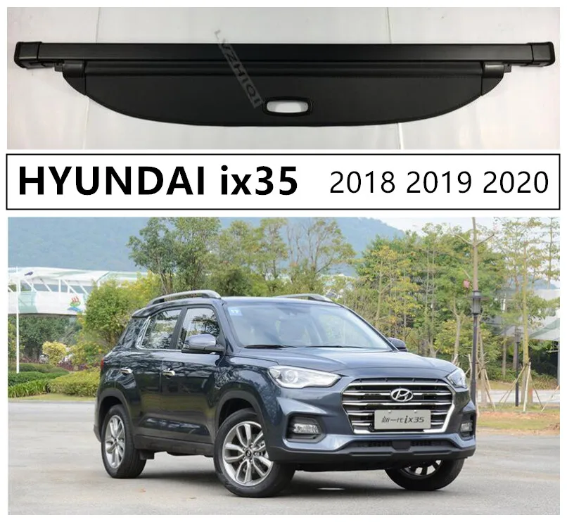 OREALTOOL Black Retractable Cargo Cover Luggage Shade Shield for Hyundai IX35 2010-2017 Rear Boot Trunk Parcel Load Shelf Shielding Security Panel Roller Blind