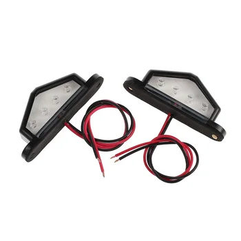 

2pcs/set Universal Tail Rear Lamp Indicator License Plate Lights For Truck 4 LEDS Low Power Consumption Number Durable Plastic