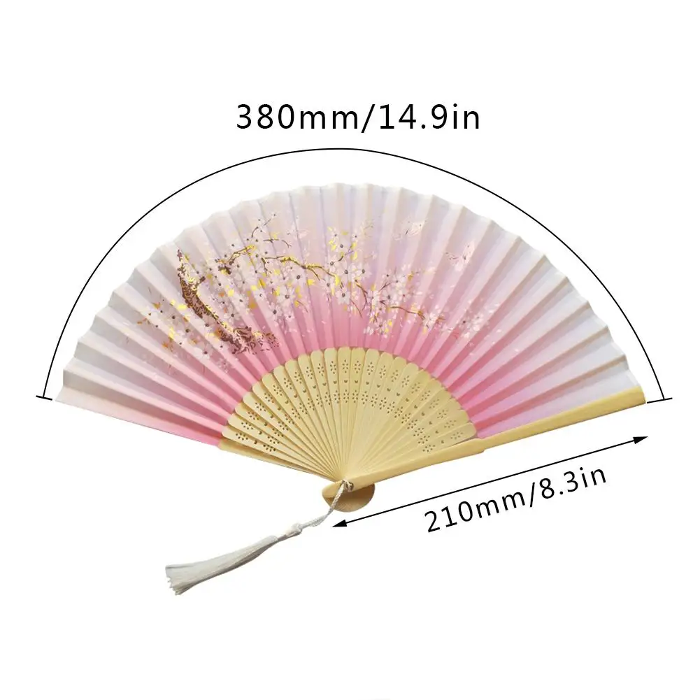 Summer Vintage Bamboo Folding Hand Held Flower Fan Chinese Style Dance Wedding Party Pocket Gifts Wedding Colorful Chinese Fans portable fan,folding fan,hand fan,wooden hand fan,silk fans