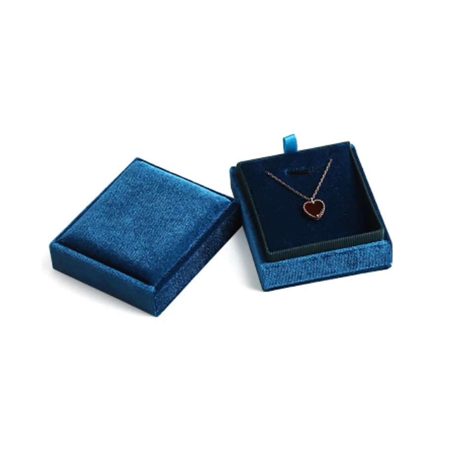 GZXSJG бархатная шкатулка для ювелирных изделий, квадратная бархатная красная серая темно-синяя подвеска, органайзер для ожерелья, коробки для помолвки, свадьбы, невесты