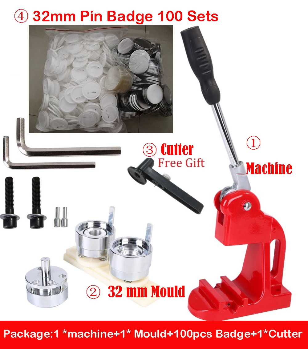 New 25//32//44mm Button Badge Maker Machine Press Punch Button Parts Circle Cutter