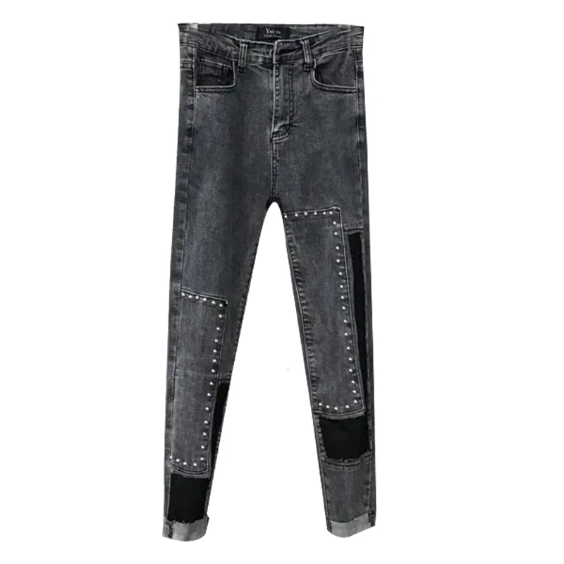 DEAT осенние серые узкие джинсовые брюки-карандаш для женщин MG973