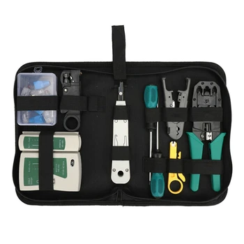 

14Pcs/Set Computer Network Repair Tool Kit LAN Cable Tester Wire Cutter Screwdriver Pliers Crimping Maintenance Tool Set