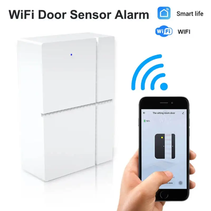 Беспроводной датчик сигнализации Tuya, Wi-Fi датчик окон/дверей, совместим с приложением Smart Life