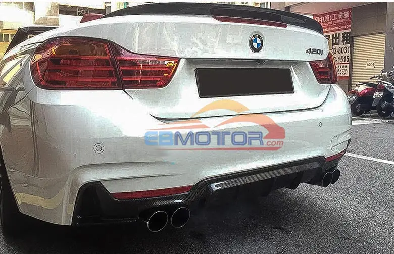 Труба из углеродистого волокна 3K Настоящее углеродного волокна рассеиватель задней губы для BMW F32 F33 F36 420i 428i Применение с 4 наконечниками выхлопов B167
