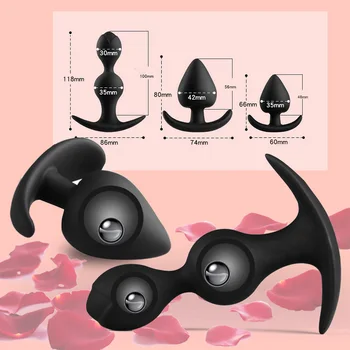 Silicone Butt Plug Anal Beads Dilator Metal Ball Inside For Men Women Couple Prostate Massager Anus Muscles Trainer But Sex Toys 1