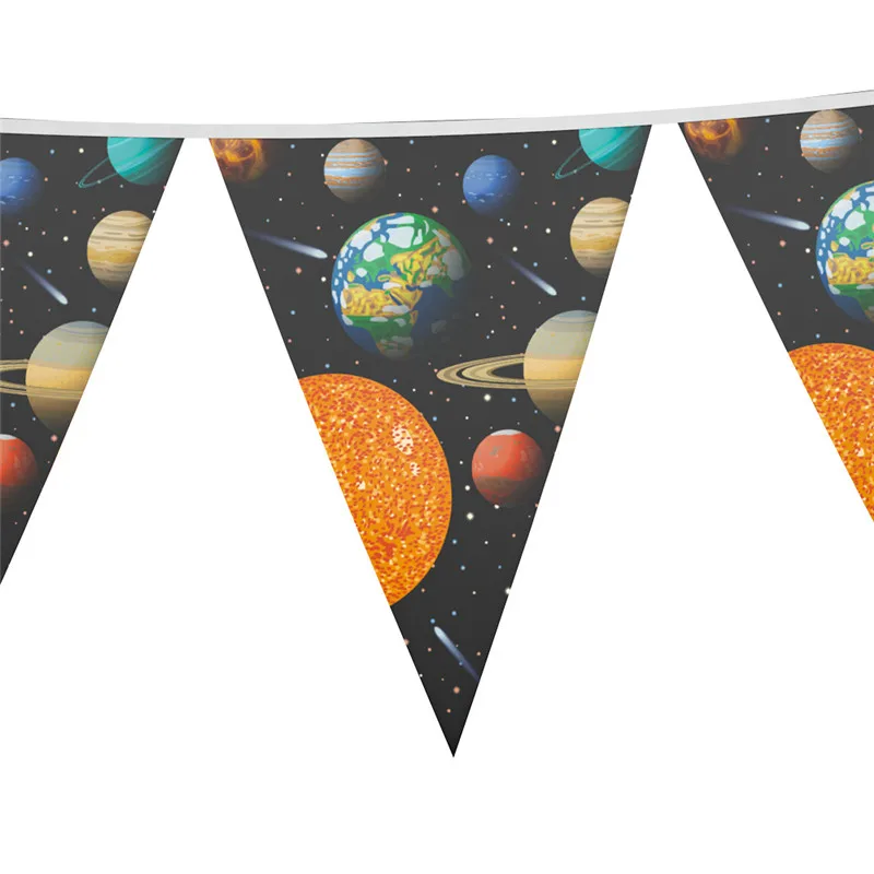 Space Planet Disposable Party Tableware Sets For Kids Birthday Party Decorations Universe Napkin Plate Cup Banner Party Supplies - Цвет: Banner 1set