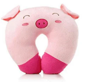 Pink Red Милые Мультяшные животные u-образная подушка для путешествий, автомобиля, шеи, отдыха, подушка для головы, панда, кошка, Медведь, Кролик, свинья - Цвет: Pink Red