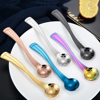 

Baby Feeding Spoon Coffee Stirring Spoons Kids Ice Cream Tools Kitchen Gadgets Stainless Steel Coffe Spoon Creative Soccer Spoon