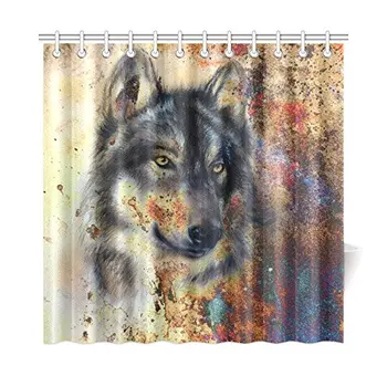 

Animal Artwork Home Bath Decor, Wolf Polyester Fabric Shower Curtain Bathroom Sets es