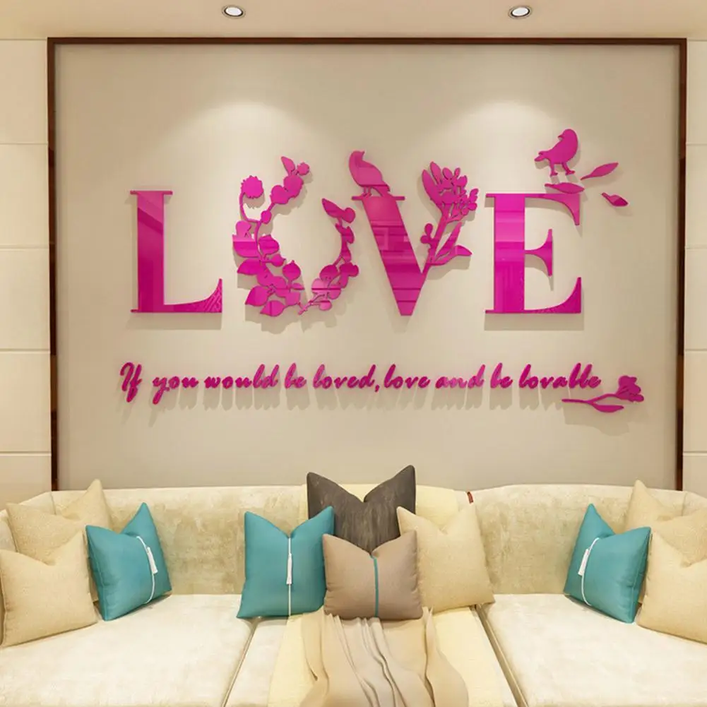 1 шт. Романтический любовный с буквами художественные настенные наклейки для свадебной комнаты ТВ установка Настенный декор DIY 3D настенные наклейки аксессуары для спальни