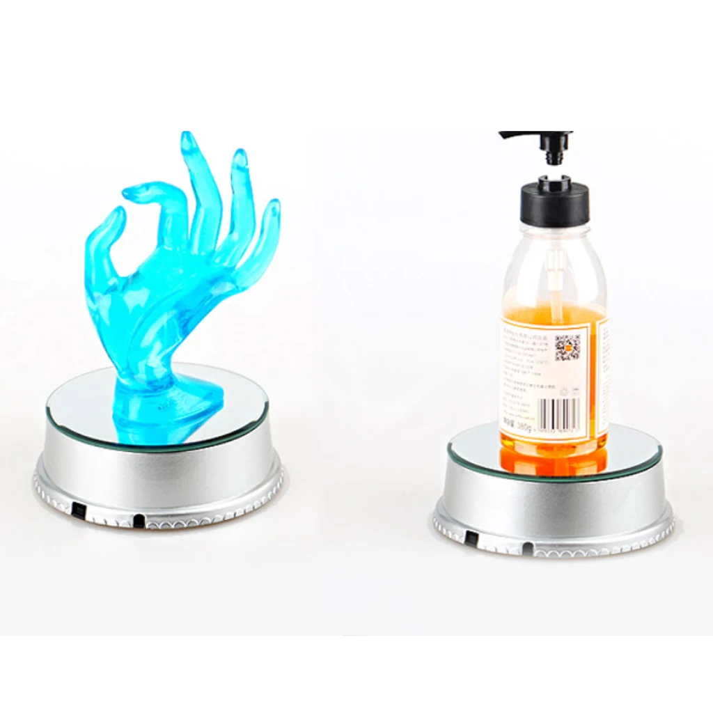 Stable Tempered Glass Mirrored Display Base ABS Electric Rotating Turntable