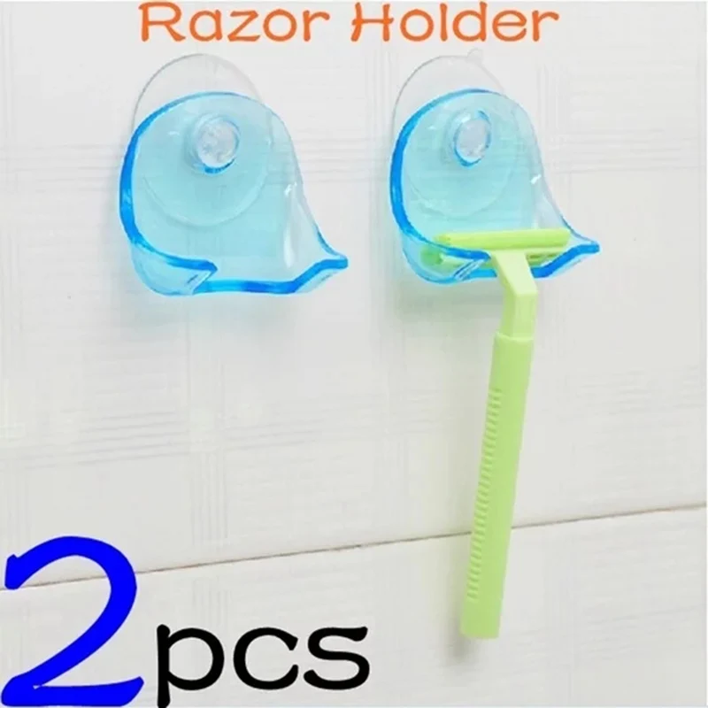

2Pcs Plastic Super Suction Cup Razor Rack Bathroom Razor Holder Suction Cup Shaver