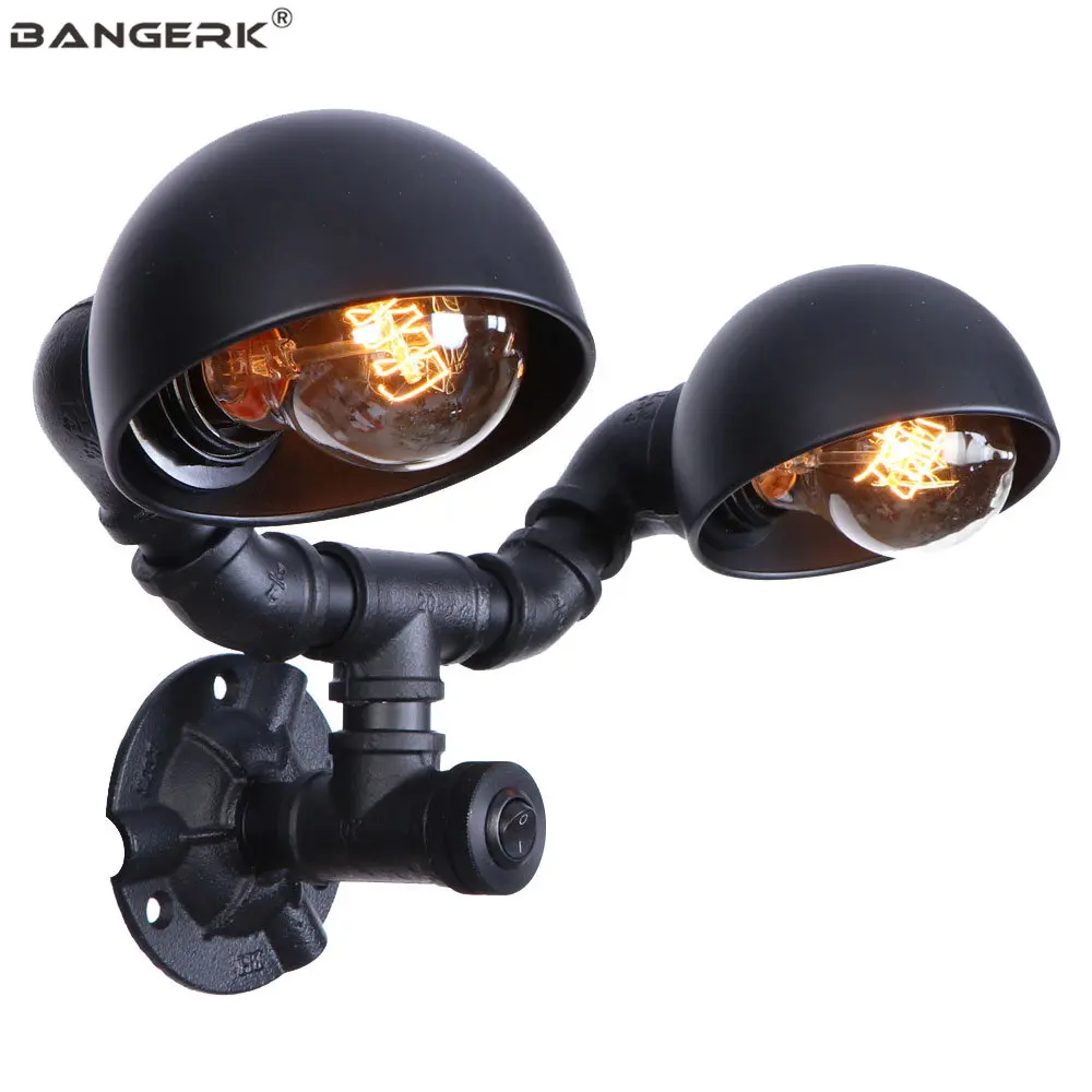 Винтажные Настенные светильники с двойной водопроводной трубой промышленные