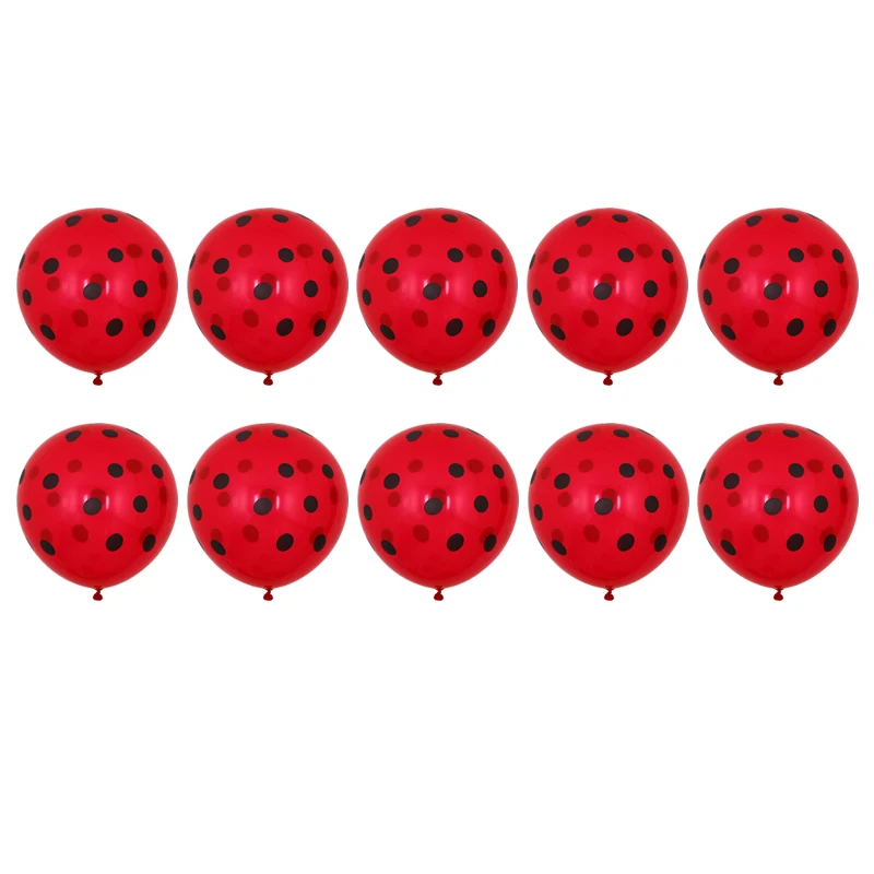 Red and black dot 10 шт./лот латексные шары в красный и черный горошек Божья коровка свадебные декоративные принадлежности Globos Baby Shower Микки Маус тематические вечерние шары - Цвет: Red and black dot