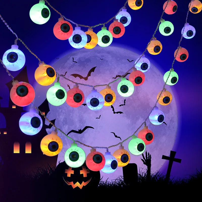 

6M 40 LED Halloween Party Decoration Lights Eyeball Light String By Battery-powered DIY Halloween Courtyards Home Decor Supplies