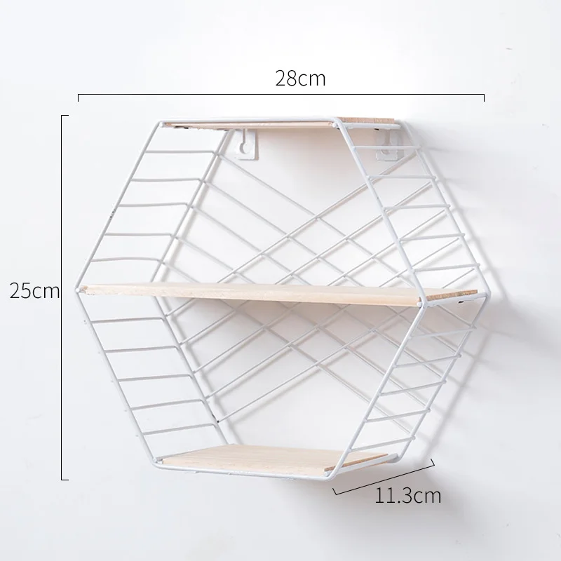 

Grid Rack Wall Shelf Mounted Hanging Home Bedroom Hook 3 layers Iron Organizer Art Decoration
