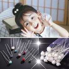 20 вилок для волос, Южная Корея, Детские аксессуары для волос, для девочек, для малышей, u-образный зажим, Шпилька для взрослых, универсальные аксессуары с жемчужной головкой