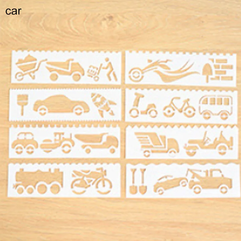 car 8 стилей пластиковый Кульман трафарет 8 шт. DIY Фотоальбом картина шаблон полый путешествия скарпбукинг Декор Инструменты Трафарет с кружевом - Цвет: car
