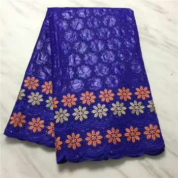 

New Coming Royal Blue African Bazin Riche Lace Fabric For Sewing EBR20(5yards/lot)