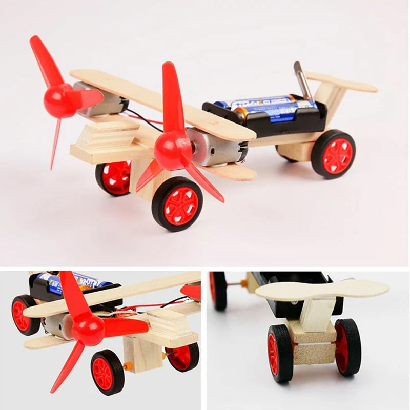 Electric Double Propeller Glider DIY Model Kit Toys for Boys Science Children Creative Physics Toy Handmade Wood Plastic | Игрушки и