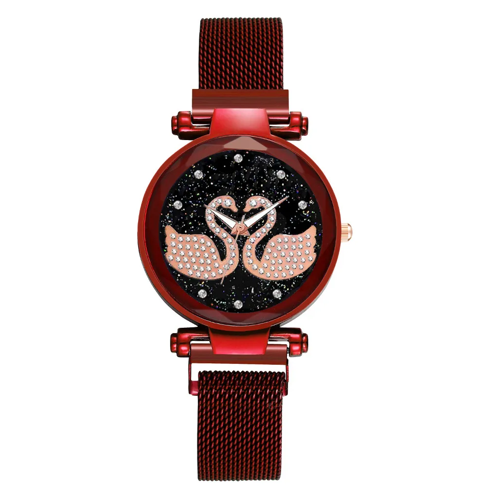 Женские часы из серии звезд, магниты, лебедь, бриллианты, повседневные женские кварцевые часы, праздничные подарки, reloj mujer, часы 50