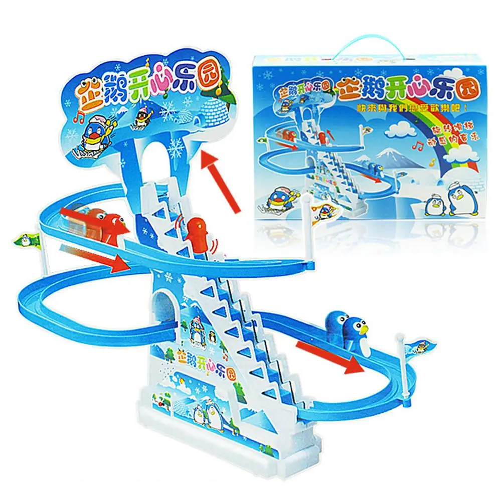 Children Kids Assembly Electric Cartoon Penguin Climb Stairs Sliding Track Toy | Игрушки и хобби