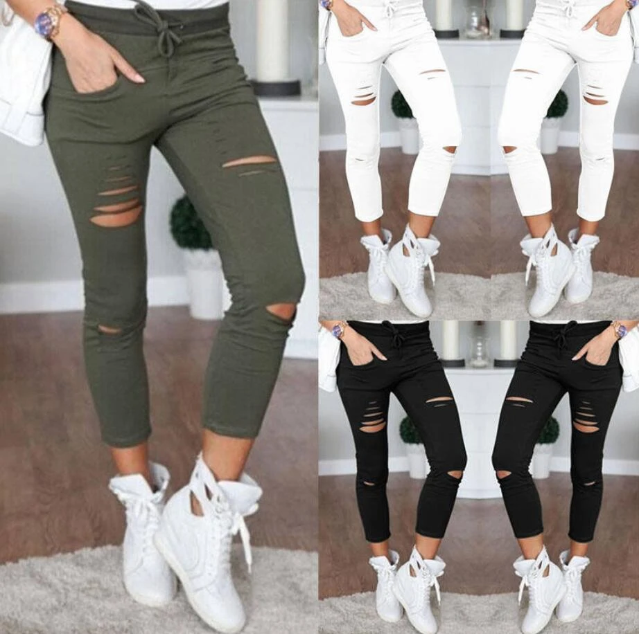 stretch ripped jeans womens
