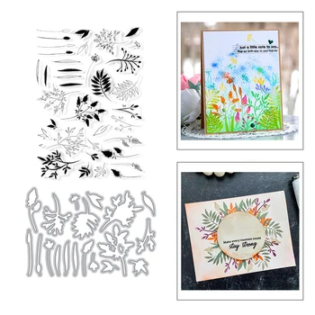 

2020 Hot Lavender Leaves Metal Cutting Dies Foil and Clear Stamps For DIY Scrapbooking Paper Card Making Craft Embossing Decor