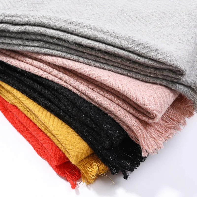 

Fashion Thick Warm Winter Scarf Women Tassel Striped Soft Scarves Plaid Cashmere Scarves Solid Shawls Wrap Unisex Foulard