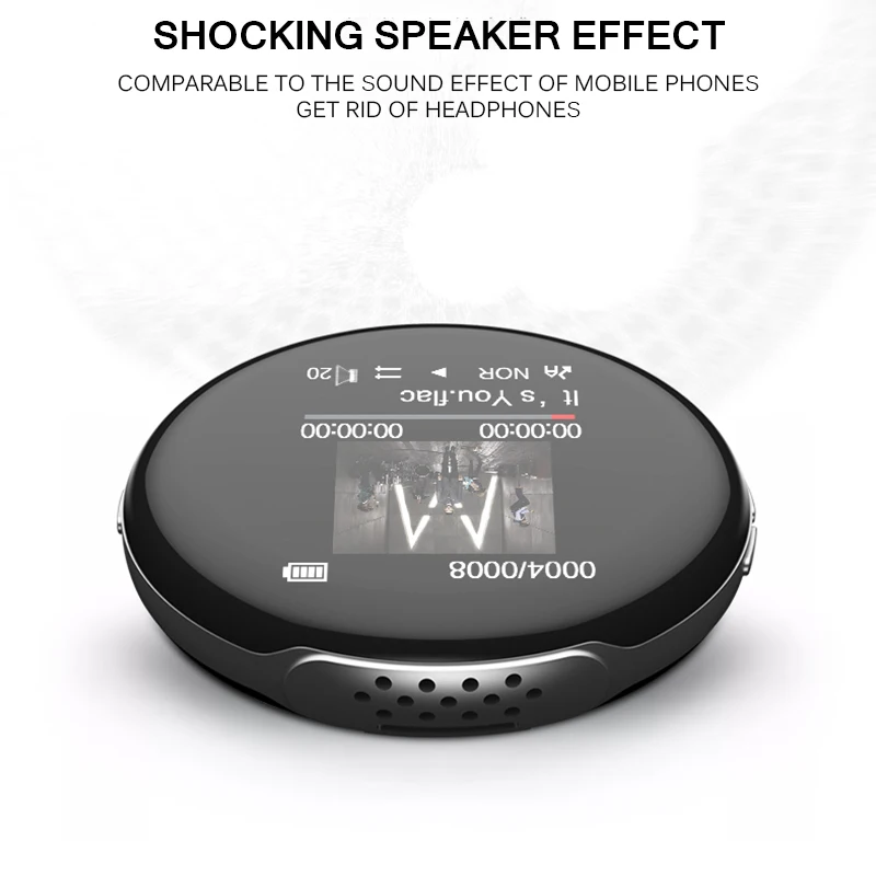 Круглый Bluetooth MP3-плеер встроенный динамик с FM Электронная книга звук портативный аудио 8 Гб Запись видео мини спорт музыкальный плеер