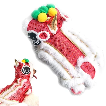 

Chritmas Lions Dance Clothes Sequins Warm Pet Dog Dress Up Coat Apparel Cute Xmas Pet Festival Decoration