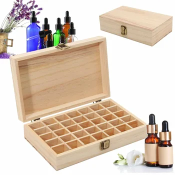 

35 Slots Wooden Storage Box 1pc Carry Organizer Essential Oil Bottles Aromatherapy Container Storage Box Case