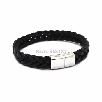 

5pcs/lot Mens leather bracelet Leather bangles for men Magnetic-Clasp Cowhide Braided Multi Layer Wrap Bracelet man pulseras