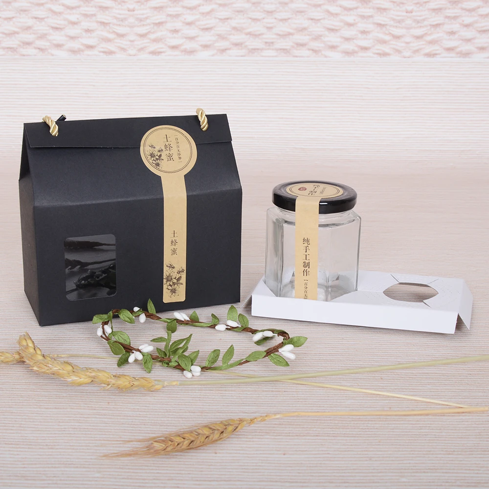 

18*10+10cm 10Pcs/ Lot Nut Stand Up Kraft Paper Party Pack Boxes With Clear Window Gift Doypack Paper Handle Box With Hemp Rope