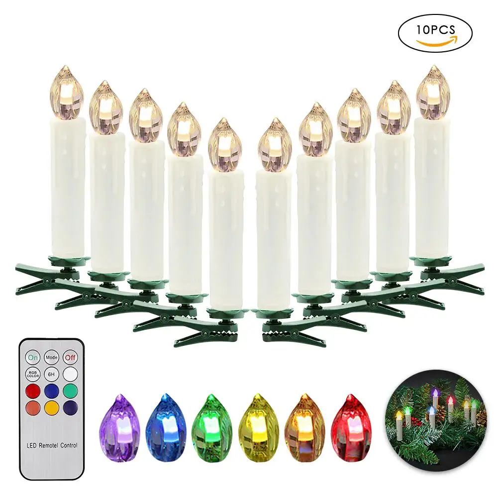 

10pcs Christmas Gift Remote Control LED Candle Light Home Christmas Tree Decorative Lights for wedding festivals birthday party