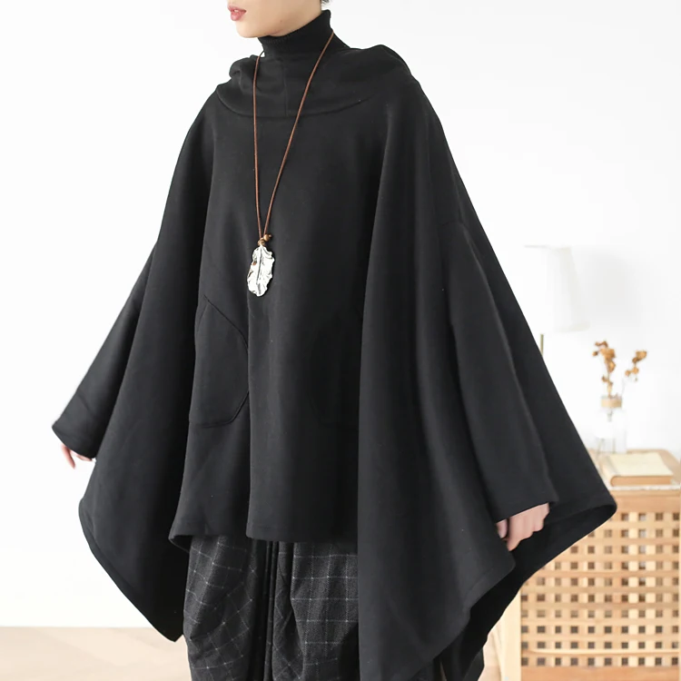 High Neck Printed Batman Shirt Pleated Bat Sleeve