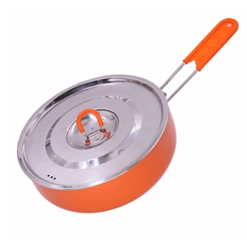 

Folding Handle Aluminum Alloy Non-Stick Frying Pan Camping Frying Pan Bowl for Home Outdoor Camping Picnic Cookware
